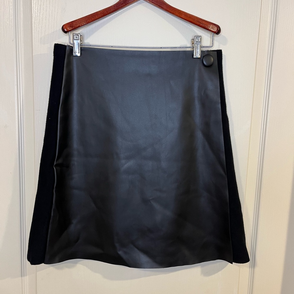 Milano Black Faux Leather Front Skirt